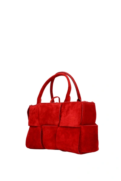 Shop Bottega Veneta Handbags Arco Tote Suede Red Dark Red