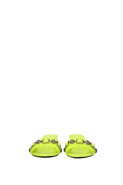 Shop Balenciaga Sandals Cagole Leather Yellow Fluo Yellow