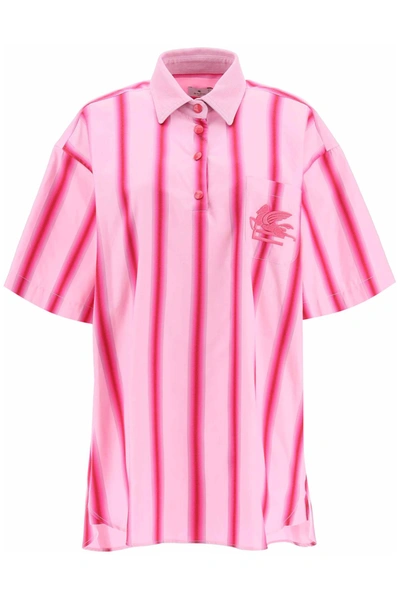 Shop Etro Striped Mini Shirt Dress