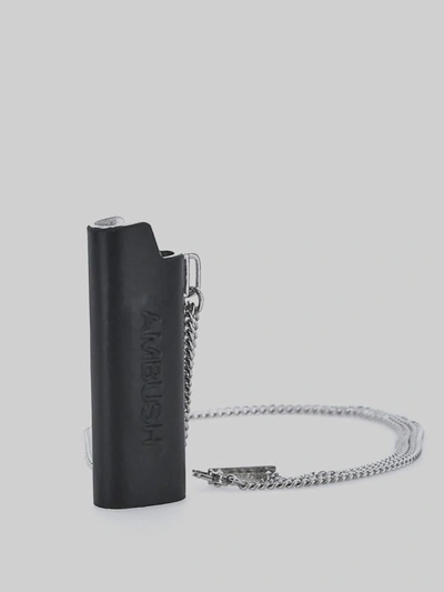 Shop Ambush Classic Lighter Case Necklace, Made With Embossed 3d Logo Detailing In Black