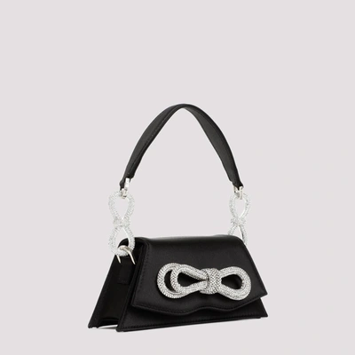 Shop Mach & Mach Samantha Double Bow Glitter Handbag In Black