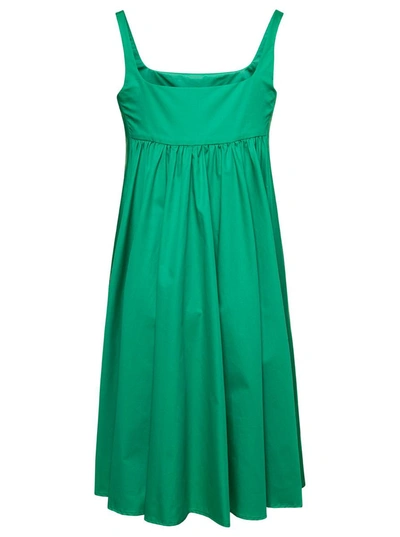 Shop Douuod Mini Emerald Green Dress With Square Neckline In Cotton Woman