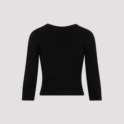 Shop Prada Cotton Sweater With Embroidered Logo In Black