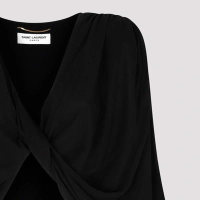 Shop Saint Laurent Long Cut Out Dress In Black