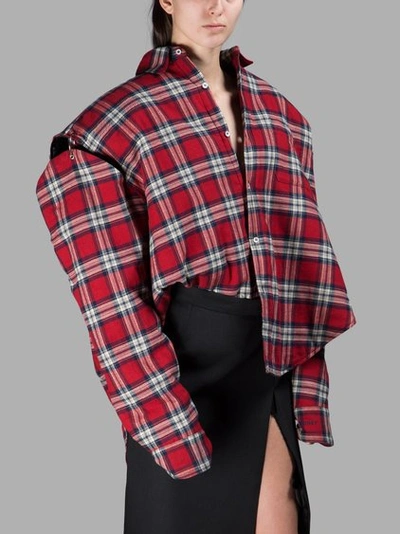 Vetements Oversized Cutout Plaid Cotton-flannel Shirt In Red