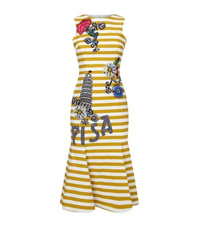 Shop Dolce & Gabbana Embellished Stripe Midi Dress