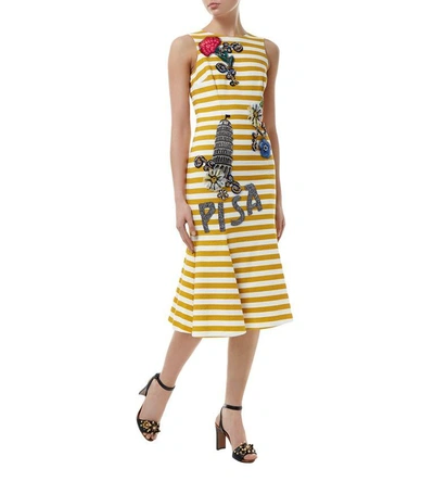 Shop Dolce & Gabbana Embellished Stripe Midi Dress