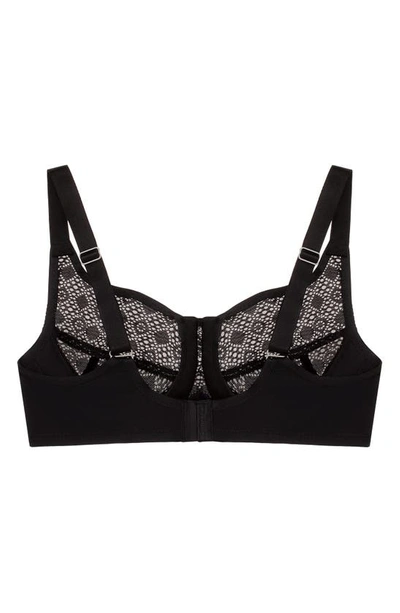 Glamorise Plus Size Full Figure Wonderwire Lace Comfort Bra In Black