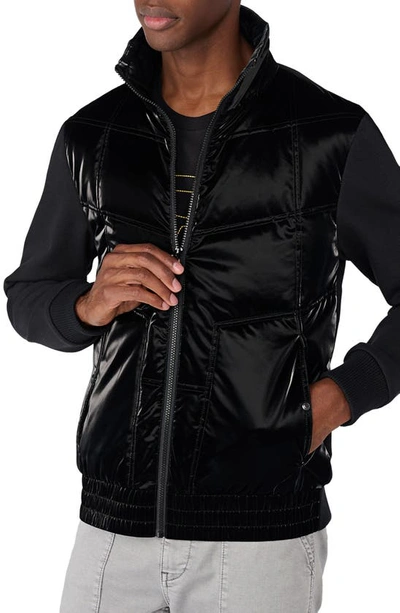 Shop Karl Lagerfeld Quilted Mixed Media Jacket In Black