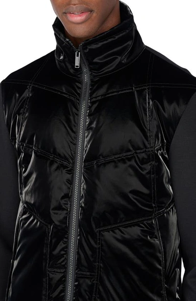 Shop Karl Lagerfeld Quilted Mixed Media Jacket In Black