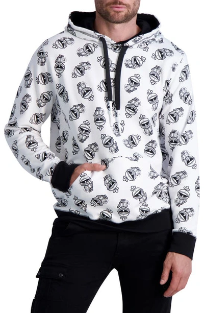 Shop Karl Lagerfeld Armour Karl Cotton Hoodie In White
