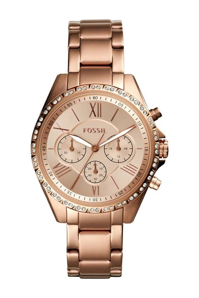 Fossil Modern Courier Chronograph Rose Gold-tone Stainless Steel Watch, 40mm In Rose Gold