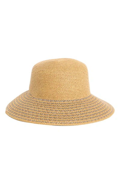 Nine West Multicolor Straw Floppy Hat In Natural Multi