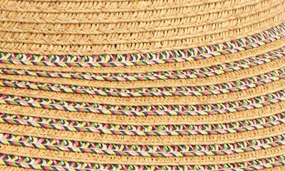 Nine West Multicolor Straw Floppy Hat In Natural Multi