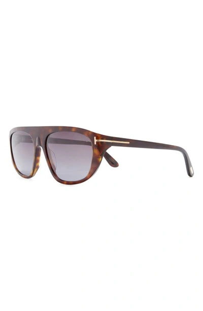 Tom Ford 58mm Pilot Sunglasses In Dark Havana / Gradient Smoke