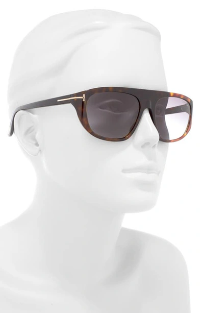 Tom Ford 58mm Pilot Sunglasses In Dark Havana / Gradient Smoke