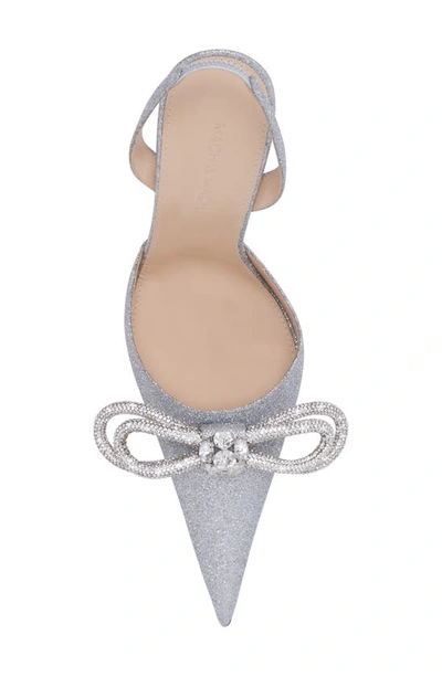 Shop Mach & Mach Double Bow Glitter Pointed Toe Slingback Pump In Silver
