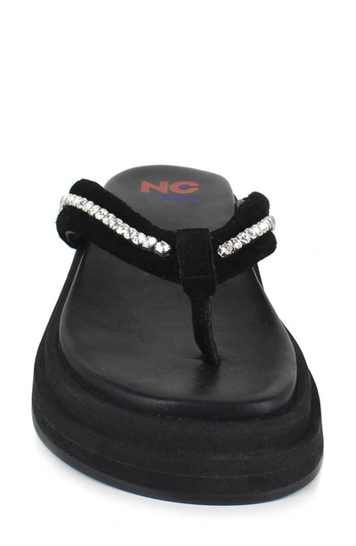 Shop National Comfort Kayra Crystal Flip Flop In Black Suede