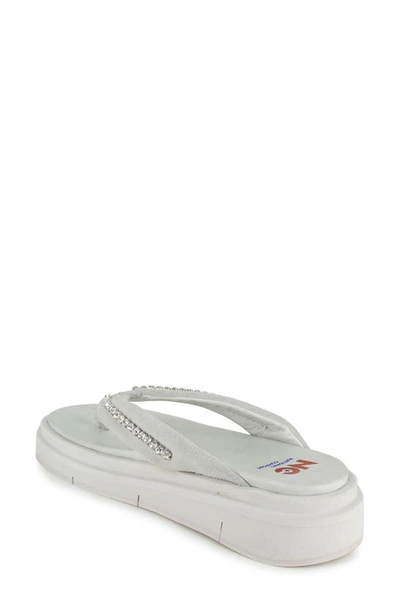 Shop National Comfort Kayra Crystal Flip Flop In Ice White Suede