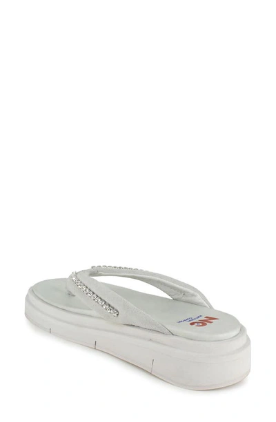 National Comfort Crystal Flip Flop In Ice White Suede