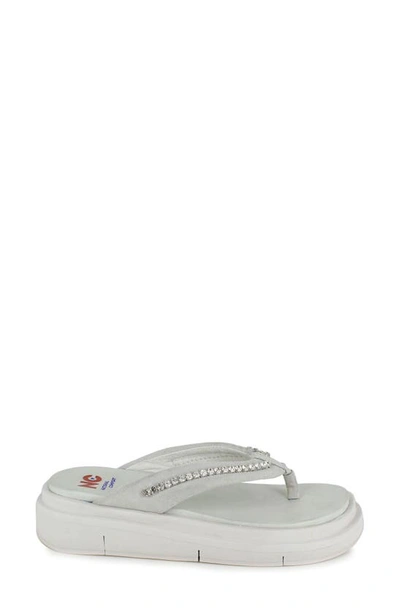 Shop National Comfort Kayra Crystal Flip Flop In Ice White Suede