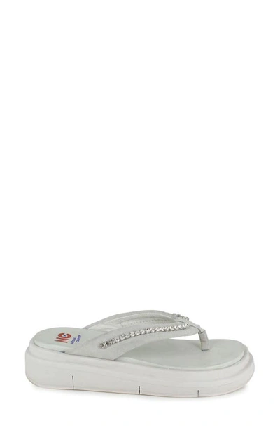 National Comfort Crystal Flip Flop In Ice White Suede