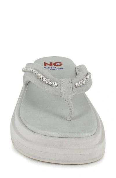National Comfort Crystal Flip Flop In Ice White Suede
