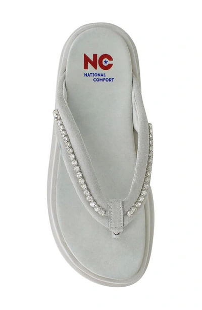National Comfort Crystal Flip Flop In Ice White Suede