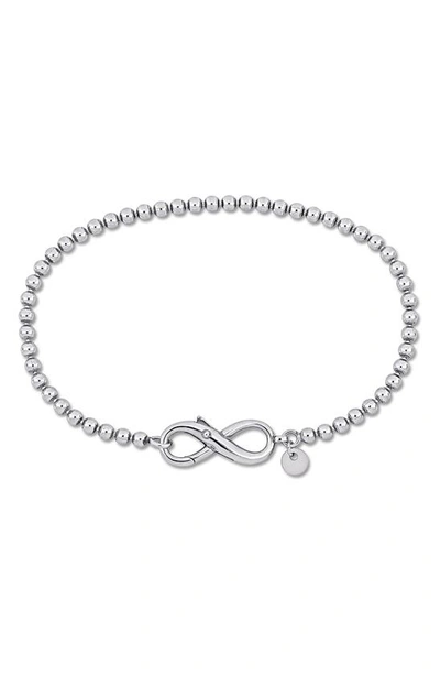 Delmar Infinity Bead Link Bracelet In Silver
