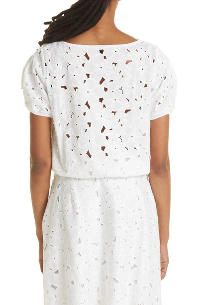 Shop Donna Karan Lace Drawstring Top In White