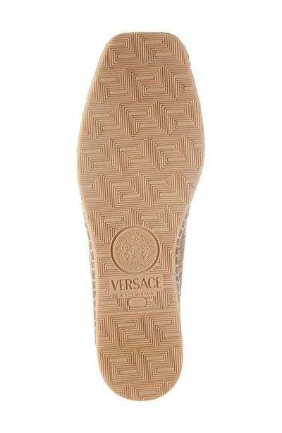 Shop Versace Logo Print Espadrille In Beige/ Brown