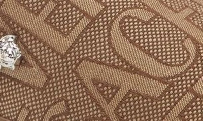 Shop Versace Logo Print Espadrille In Beige/ Brown