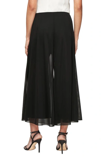 Shop Alex Evenings Wide Leg Crop Mesh Panel Pants In Black