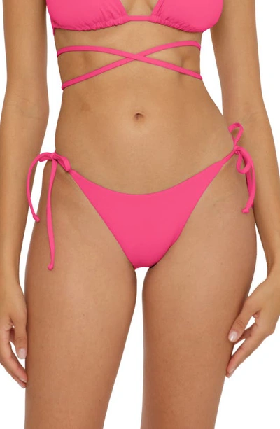 Shop Becca Color Code Side Tie Bikini Bottoms In Hot Pink