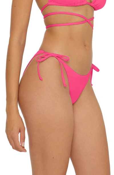 Shop Becca Color Code Side Tie Bikini Bottoms In Hot Pink