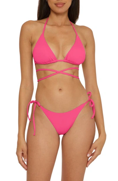 Becca Color Code Side Tie Bikini Bottoms In Hot Pink