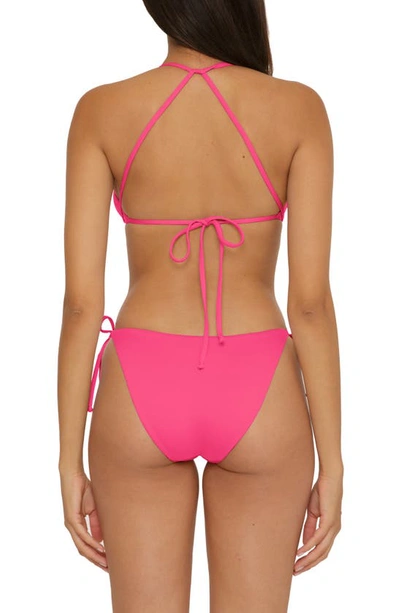 Becca Color Code Side Tie Bikini Bottoms In Hot Pink