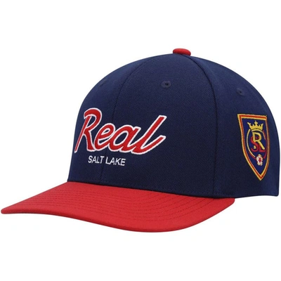 Mitchell & Ness Men's  Navy Real Salt Lake Team Script 2.0 Stretch Snapback Hat In Navy