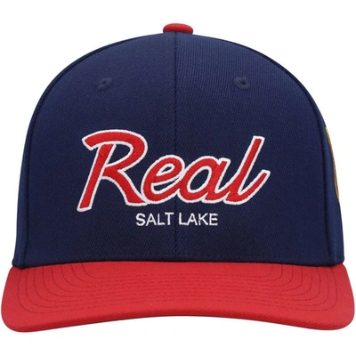 Mitchell & Ness Men's  Navy Real Salt Lake Team Script 2.0 Stretch Snapback Hat In Navy