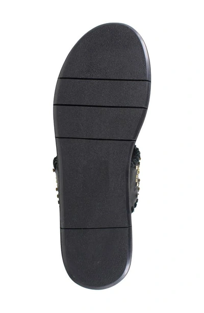 Shop National Comfort Kamara Crystal Embellished Platform Flip Flop In Black Leather