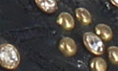 National Comfort Crystal Embellished Platform Flip Flop In Black Leather