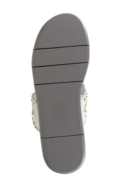 National Comfort Crystal Embellished Platform Flip Flop In Ice White Suede