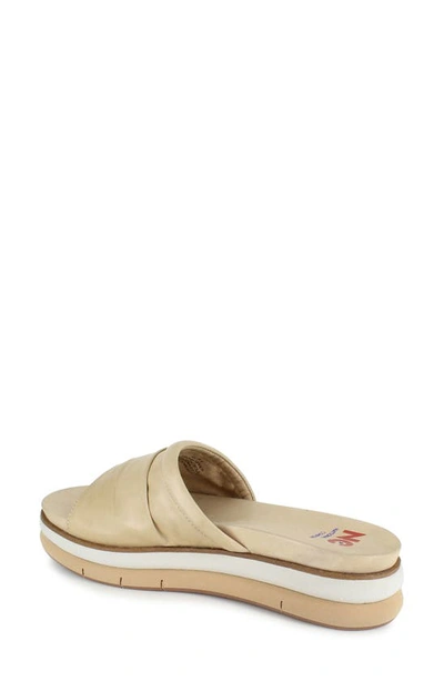 National Comfort Scrunchie Platform Slide Sandal In Tan Leather