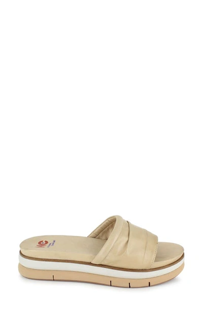 National Comfort Scrunchie Platform Slide Sandal In Tan Leather