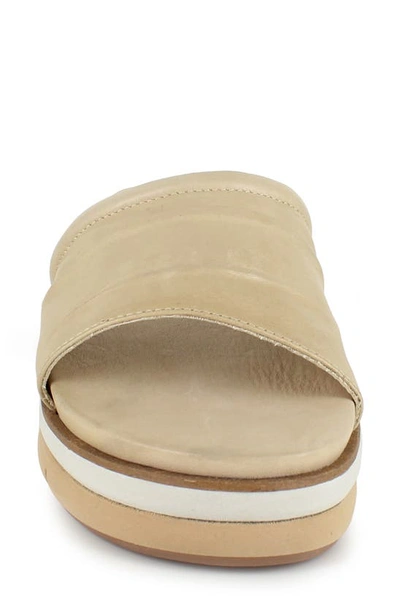 National Comfort Scrunchie Platform Slide Sandal In Tan Leather
