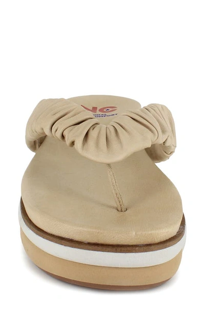 National Comfort Scrunched Platform Flip Flop In Tan Leather