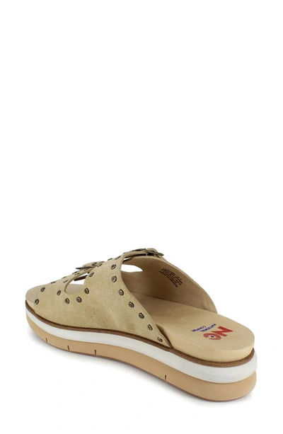 National Comfort Studded Platform Slide Sandal In Tan Leather