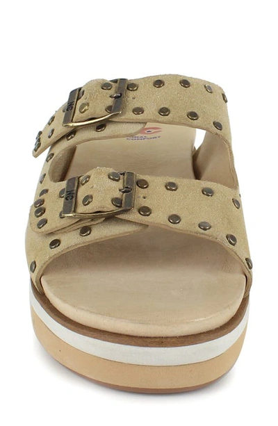 Shop National Comfort Kynna Studded Platform Slide Sandal In Tan Leather