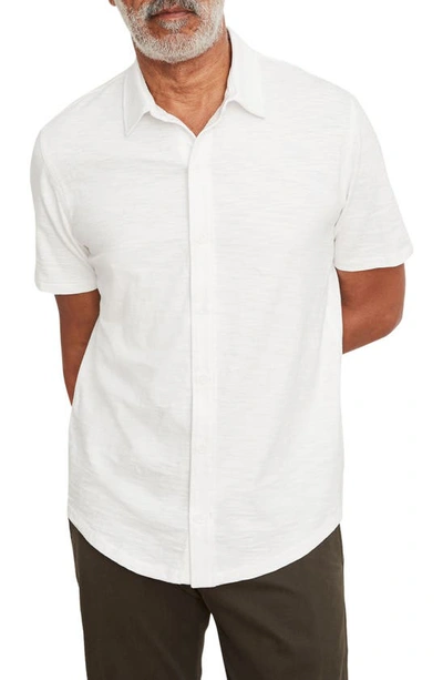 Shop Vince Short Sleeve Cotton Slub Button-up Shirt In Off White