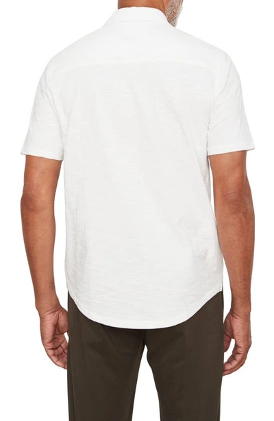 Shop Vince Short Sleeve Cotton Slub Button-up Shirt In Off White